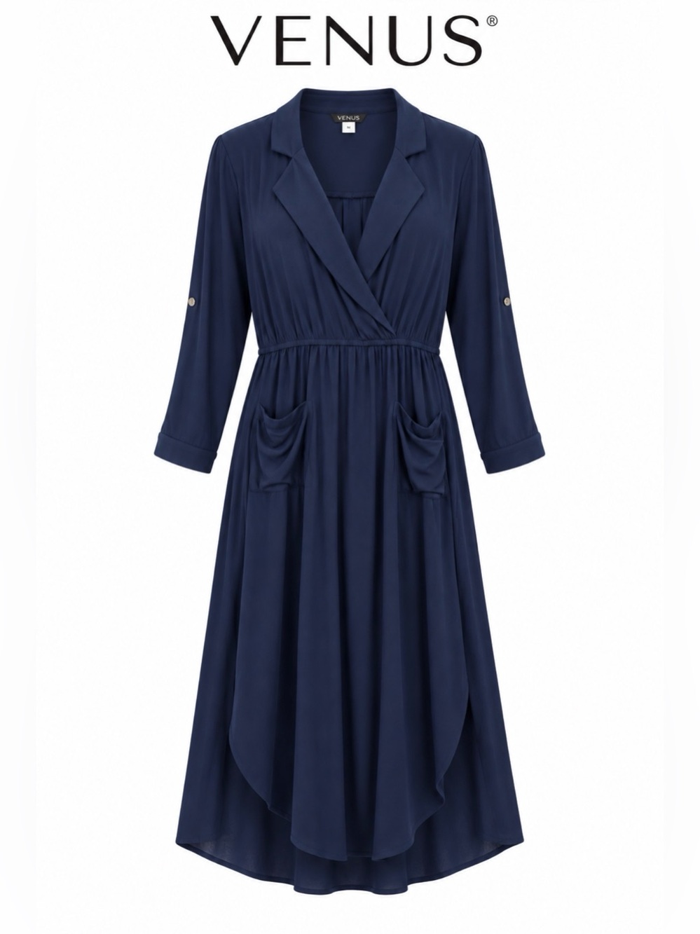 VENUS Navy Midi Dress
